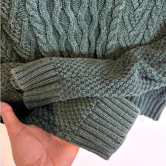 MaxMara | Ennio Cable Knit Rhinestone Pullover Sweater Forest Green Size Medium - Picture 6 of 9